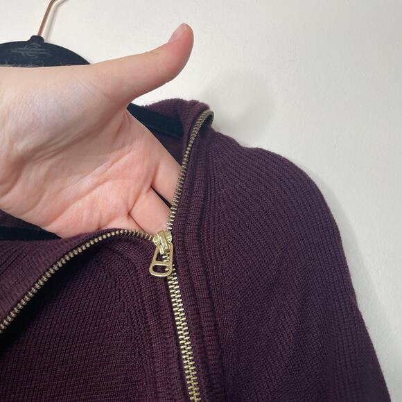 Calvin Klein Purple Short Sleeve Zip Cowl Asymmetrical Neck Sweater Dress Sz L - Picture 4 of 10